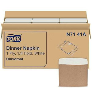 Tork White Dinner Napkin, 1/4 Fold 1-ply, 17 x 16.9, 12 x 334 napkins, N7141A