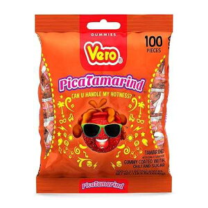 Vero Picatamarind - Tamarind Flavor Chewy Gummy Treats Coated with Chili Powder & Sugar 100 Pieces (5.15 Oz) - Mexican Candy - Individually Wrapped Gummies for Halloween, Pi atas, and More