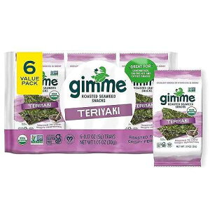 Gimme Seaweed Organic Roasted Seaweed Sheets Teriyaki Keto Vegan Gluten Free Great Source Of Iodine And Omega 3�fs Healthy OnTheGo Snack For Kids Adults, 6 Count
