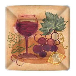 Boston International Heavy Duty Paper Plates Printed Disposable Dessert/Appetizer Plate Pack, 7 Square, Napa Red, 8-Count
