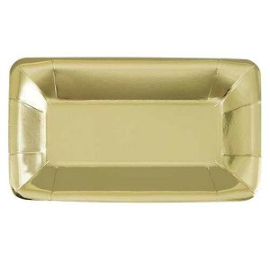 Unique Party Gold Foil Square Appetizer Plates, 9 x 5 (8-Pack) - Stunning Foil Board Design, Perfect for Parties and Events