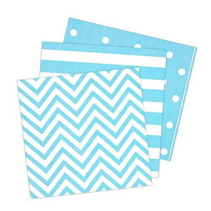 Dulousia Anyneo Striped Chevron Polka Dot Blue Paper Beverage Napkins 60 Count