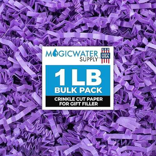 MagicWater Supply Crinkle Cut Paper Shred Filler-1LB Purple-Decorative & Protective Packaging for Bridesmaid Gifts & Bridesmaid Proposal Gifts Holiday Stuffers Birthdays Wedding & Anniversaries
