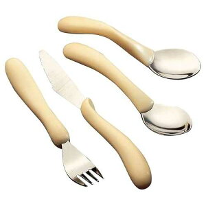 Homecraft Caring Cutlery Set, Silverware, Dinnerware for Home, Kitchen or Restaurant, Ergonomic Stainless Steel Eating Cutlery and Utensil Package with Knife, Fork, Spoon, and Teaspoon for Weak Grip