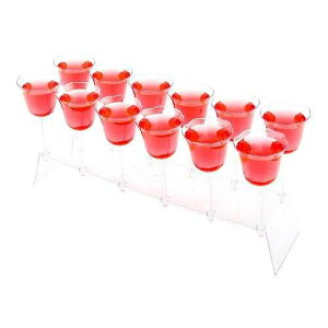 Restaurantware 1 Ounce Tulip Shot Glasses 10 Disposable Plastic Shot Cups - Serving Trays Included Premium Clear Plastic Mini Party Cups For Vodka Whiskey Tequila And Jello Shots