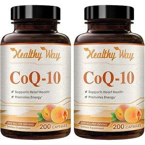 HealthyWayRx Coenzyme Q10 200mg CoQ10 Supplement - Once Daily Coq 10 200mg Powder Capsules for Healthy Heart Antioxidant and Energy Support - Non-GMO Quick Absorption Ubiquinone Q10 Coenzyme (400 Servings)