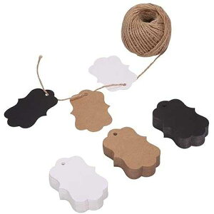 150ct �N���t�g �M�t�g�^�O ���x�� �R�t�� (3�F) (�u���P�b�g) BakeBaking 150ct Kraft Gift Tags Labels with String (3 Colors) (Bracket)
