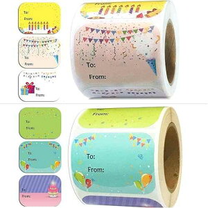 wootile Happy Birthday Present Stickers 1.5 x 2 Inch Happy Birthday to from Gift Labels - 300 Pcs Happy Birthdays Stickers for Birthdays Party Favors,Shower,Christmas Festival Holiday Presents 6 Designs