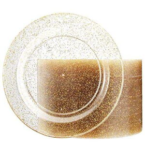 Liacere 100Pieces Gold Plastic Plates-Disposable Gold Glitter Appetizer Plates-7.5inch Premium Plastic Salad/Dessert Plates for Wedding & Parties & Thanksgiving