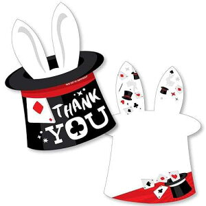 Big Dot of Happiness Ta-Da �}�W�b�N�V���[ - �`�̃T���L���[�J�[�h - �}�W�J���a�����p�[�e�B�[�T���L���[�m�[�g�J�[�h �����t�� - 12���Z�b�g Big Dot of Happiness Ta-Da, Magic Show - Shaped Thank You Cards - Magica