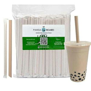 The Bucko Pandaboard Compostable Bamboo Boba/Milkshake/Smoothie Straws - Wrapped - bag of 80