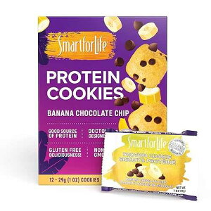Smart for Life Banana Chocolate Chip Protein Cookies - High Protein Cookie Diet - 12 Count - Meal Replacement - On-the-Go Snack - Low Calorie Super High Fiber Cookies