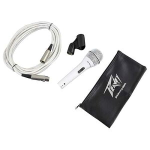 Peavey PVi 2 Dynamic Vocal Microphone, White, Cardioid Unidirectional Polar Pattern, Includes 20' XLR Cable, Perfect for Vocals, On/Off Switch