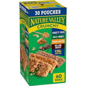 ??? ?? ??? ?? ? 30?? Nature Valley Crunchy Granola Bars Bulk Variety Pack, Oats 'n Honey, Peanut Butter & Oats 'n Dark Chocolate, 30 Two-Bar Wrapped Pouches (60 Bars Total), Whole Grain, No Artifici