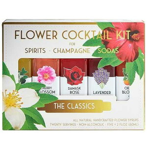 Floral Elixir Co. - All Natural Flower Syrup Cocktail Kit - Gift Set - Assortment of 5 (2 oz) Elixirs (The Classics)