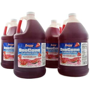 Snappy Watermelon Sno Cone Syrup, 4-1 Gallon (128 ounces) Size, 4 Pack, Ready to Use For Snow Cone Machines, Flavored Syrup for Shaved Ice, 14 Snow Cone Flavor Options
