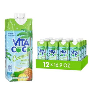 Vita Coco Coconut Water Naturally Hydrating Electrolyte Drink Smart Alternative to Coffee Soda and Sports Drinks Gluten Free, Pineapple, 16.9 Fl Oz (Pack of 12), 202.8 Fl Oz