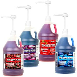 ??? ? ?? - ?? (?? ????-??-??-??) Concession Express Sno-Cone Syrups - Four Gallons with Pumps (Blue Raspberry-Cherry-Grape-Strawberry)