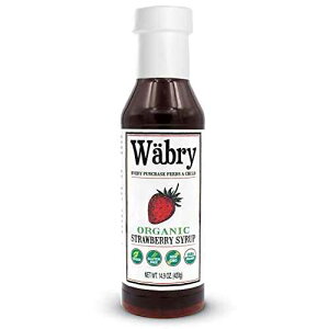 Wabry Wabry Organic Strawberry Syrup ? 14.9oz (420g), Natural Fruit Syrups for Drinks, Coffee, Shaved Ice and Ice cream, Vegan, Non-GMO, Gluten-Free Snow Cone Syrup ? BPA-Free Plastic Bottle