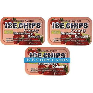 ICE CHIPS �L�V���g�[�� �L�����f�B�� (�X�g���x���[ �_�C�L���A3 �p�b�N) - �ʐ^�̃o���h�t�� ICE CHIPS Xylitol Candy Tins (Strawberry Daiquiri, 3 Pack) - Includes BAND as shown