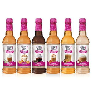 Jordan's Skinny Mixes Sugar Free Coffee Syrup, 6 Sampler Variety Pack Coffee Flavoring Syrup, Zero Calorie Drink Mix, Lattes, Baking, Protein Shake or Cocktail, Dairy & Gluten Free, Kosher, 25.4 Fl Oz