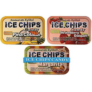 ICE CHIPS Xylitol Candy 3 Pack Assortment 5.28 oz total (Strawberry Daiquiri, Margarita, Pina Colada) Includes BAND as Shown
