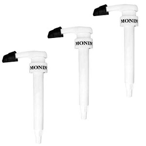 Monin - Syrup Pump, Exclusively for 1 Liter (33.8 fl oz) Plastic Bottles | Mess-Free Dispensing + Tip Cover Included (3-pack, White)