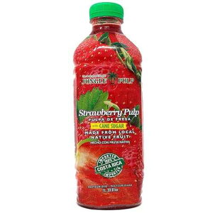 Jungle Pulp Strawberry Puree Costa Rica Blend, Topping, Flavoring Better than Syrup, Mix, for Cocktails, Smoothies, Daiquiri, Margarita, Tea, Desserts, Ice Cream and Juice. 33.8oz/1 Liter