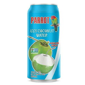 Parrot Brand Coconut Water No Pulp 490ml 16.6 fl. oz.100% Juice Refreshing Coconut Taste Natural Essential Plant Based Non-GMO Electrolytes Antioxidant Low Calorie Hydrating(Pack of 12)