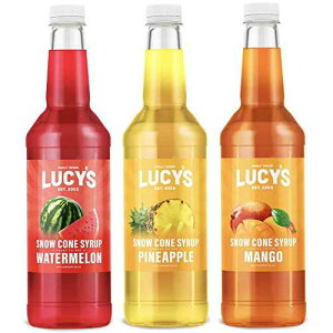 Lucy's Family Owned �����X�X�m�[�R�[�� �V���b�v - �X�C�J�A�p�C�i�b�v���A�}���S�[ - 32�I���X�̃V���b�v�{�g�� (3�p�b�N) (�g���s�J���p�b�N) Lucy's Family Owned Shaved Ice Snow Cone Syrups - Watermelon, Pine