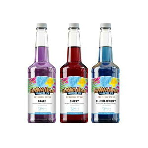 ???? ??? ??? ?? 3?? ? ??? Hawaiian Shaved Ice Syrup Quart 3-pack, Cherry, Grape, & Blue Raspberry, for Slushies, Italian Soda, Seltzers, Popsicles, & More, No Refrigeration Needed, Allergy-friendl