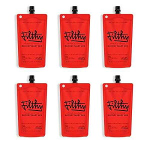 Filthy Food Filthy Bloody Mary Mix, Premium Cocktail Mixer, All-Natural, Travel Friendly for Vacation, Brunch, Home Bars and Hosting, Made From Real Tomatoes, 8 Oz Pouch, 6 Pack