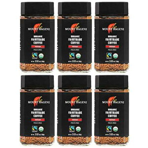 Mount Hagen 3.53oz Organic Freeze Dried Instant Coffee - 6 pack Eco-friendly Coffee Made From Organic Medium Roast Arabica Beans Fair-Trade Coffee Instant [6 x 3.53oz Jar]
