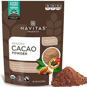 Navitas Organics �J�J�I�p�E�_�[�A�܁A30 �񕪁A1 �|���h (1 �p�b�N)�A16 �I���X Navitas Organics Cacao Powder, Bags, 30 Servings, 1 Pound (Pack of 1), 16 Ounce