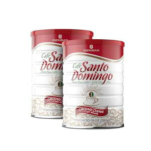 Cafe Santo Domingo INDUBAN Cafe Santo Domingo, 10 oz Can, Ground Coffee, Medium Roast - Product from the Dominican Republic (Pack of 2)