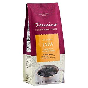 Teeccino Java Chicory Coffee Alternative - 11 Ounce - Ground Herbal Coffee That�fs Prebiotic, Caffeine Free & Acid Free, Medium Roast