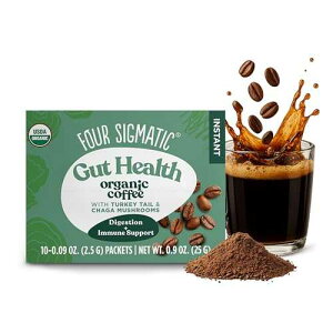 Four Sigmatic Organic Instant Coffee Powder Mushroom Coffee Instant Mix with Cordyceps, Chaga and Eleuthero for Better Focus and Support 10 Packets