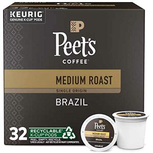 Peet's Coffee, Medium Roast Keurig K-Cup Pods - Single Origin Brazil 32 Count (1 Box of 32 K-Cup Pods)