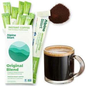 Alpine Start Instant Coffee Medium Roast Original Blend from High Altitude Arabica Beans, Enjoy Hot or Cold, Dairy Free, Soy Free (0.11 Oz) Pack of 8