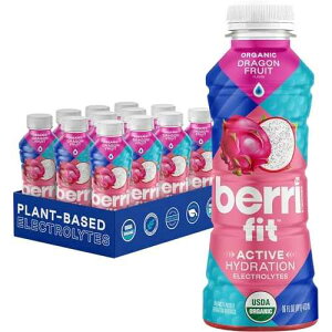 Berri Fit Hydration - Organic Dragon Fruit Flavor Natural Sports Drink - Plant-Based Electrolyte Beverage Low Calorie, Paleo Coconut Water Solution, 16oz, 12ct