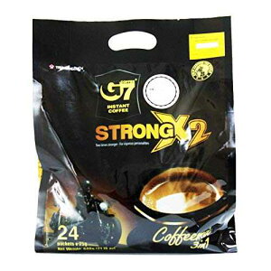 Trung Nguyen G7 Strong X2 3 in 1 Instant Coffee Roasted Ground Coffee Blend w/Non-dairy Creamer and Sugar Strong and Bold Instant Vietnamese Coffee (24 Single Serve Packets)