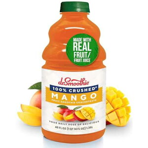 Dr. Smoothie 100% Crushed Mango No Added Sugar, Made with Real Fruits/Fruit Juice Vegan, No Artificial Colors or Flavors Sweet Mango with a Hint of Pineapple & Banana 46 oz Bottle
