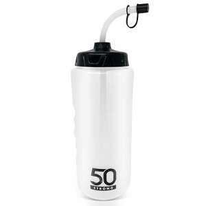 50 Strong 1 Liter Water Bottle with Straw | Hockey Water Bottle with Long Straw | Easy Squeeze Bottles + Built In Finger Grip | BPA-Free Sports Water Bottle for Football, Lacrosse & Boxing | Made in USA