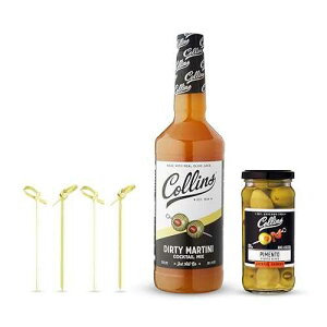 Collins Chicago Collins Dirty Martini Kit, Gin Cocktail Mix, Stuffed Gourmet Olives, Drink Picks, Olive Brine Mixer, Home Bar Accessories, Home Bar Kit, Bartender Mixer, Drinking Gifts, Mixology Kit, Set of 3