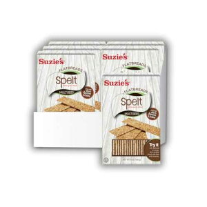 Suzie's Spelt Multi-seed Flatbread Crackers / Pack of 6 / Low-Fat & Vegan, Kosher, Whoelgrain / Healthy Snack Option / 4.6 oz each