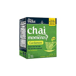 Tea India Chai Moments Cardamom Chai Tea Instant Latte Mix Flavorful Blend Of Premium Black Tea, Cardamom & Natural Ingredients Traditional Indian Tea Individually wrapped 10 Sachets