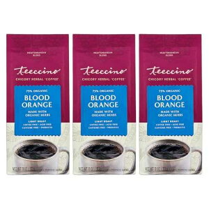 Teeccino Blood Orange Chicory Coffee Alternative - Ground Herbal Coffee That�fs Prebiotic, Caffeine Free & Acid Free, Light Roast, 11 Ounce (Pack of 3)