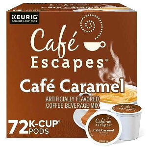 Cafe Escapes Cafe Caramel, Keurig Single-Serve K-Cup Pods, Flavored Coffee, 72 Count