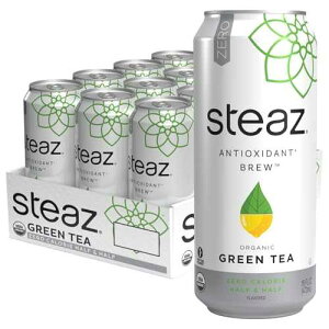 Steaz - Organic Green Tea - Zero Calorie Half & Half (12 Pack) - Antioxidant Brew - 65mg Natural Caffeine, Vitamin C - Stevia Sweetened Iced Tea - Vegan, Fair Trade - 12 Cans, 16 fl oz (473mL)