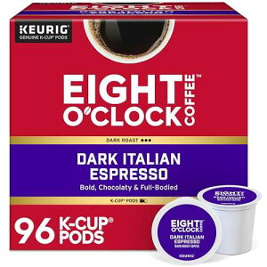 Eight O'Clock Coffee �_�[�N�C�^���A�����[�X�g�V���O���T�[�u�L���[���O K�J�b�v�|�b�h�A�~�f�B�A�����[�X�g�R�[�q�[�|�b�h�A96�� Eight O'Clock Coffee Dark Italian Roast Single-Serve Keurig K-Cup Pods, Medium Roas